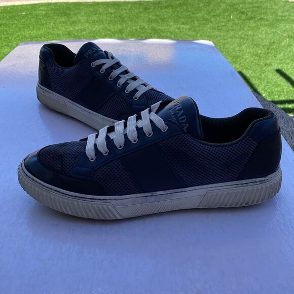 PRADA Milano Navy/White Sneakers Size 10 - Picture 3 of 8